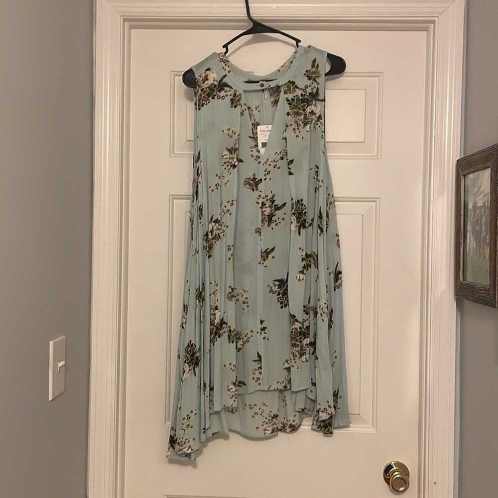 Free People NWT Mint Floral Tunic Dress (Size Large)